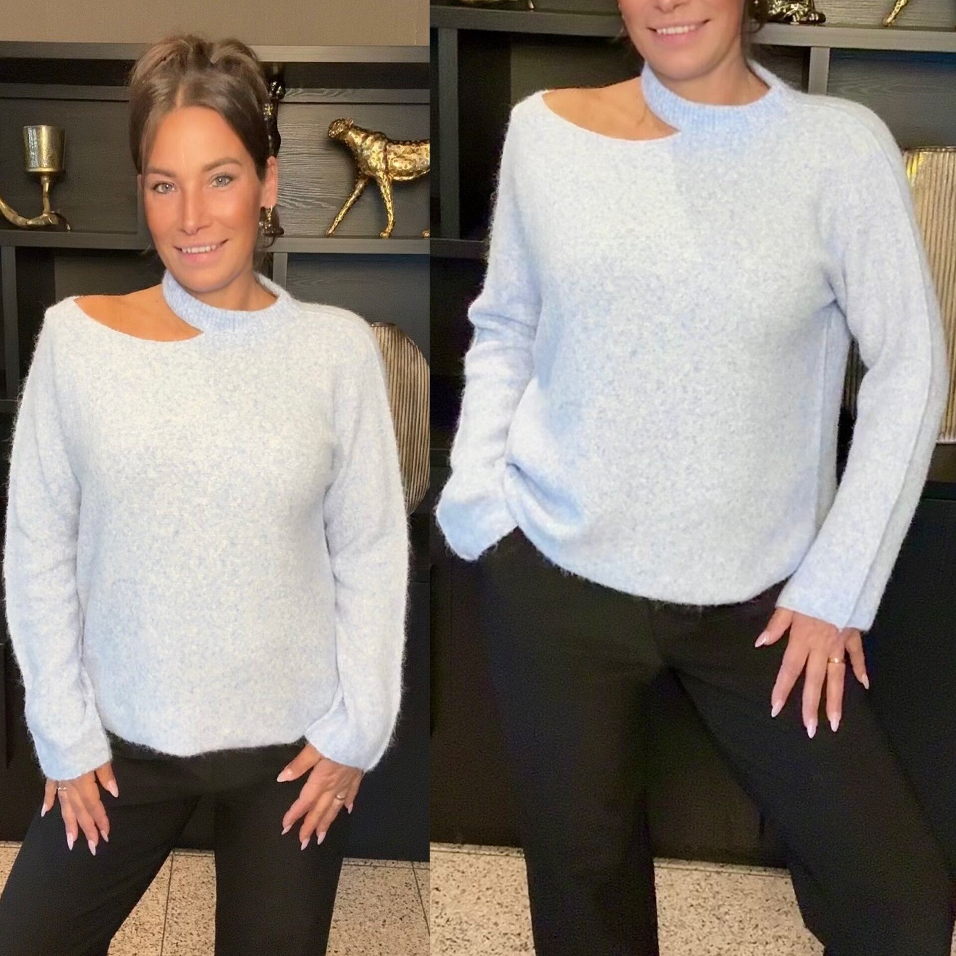 Zachte trui met cut-out hals