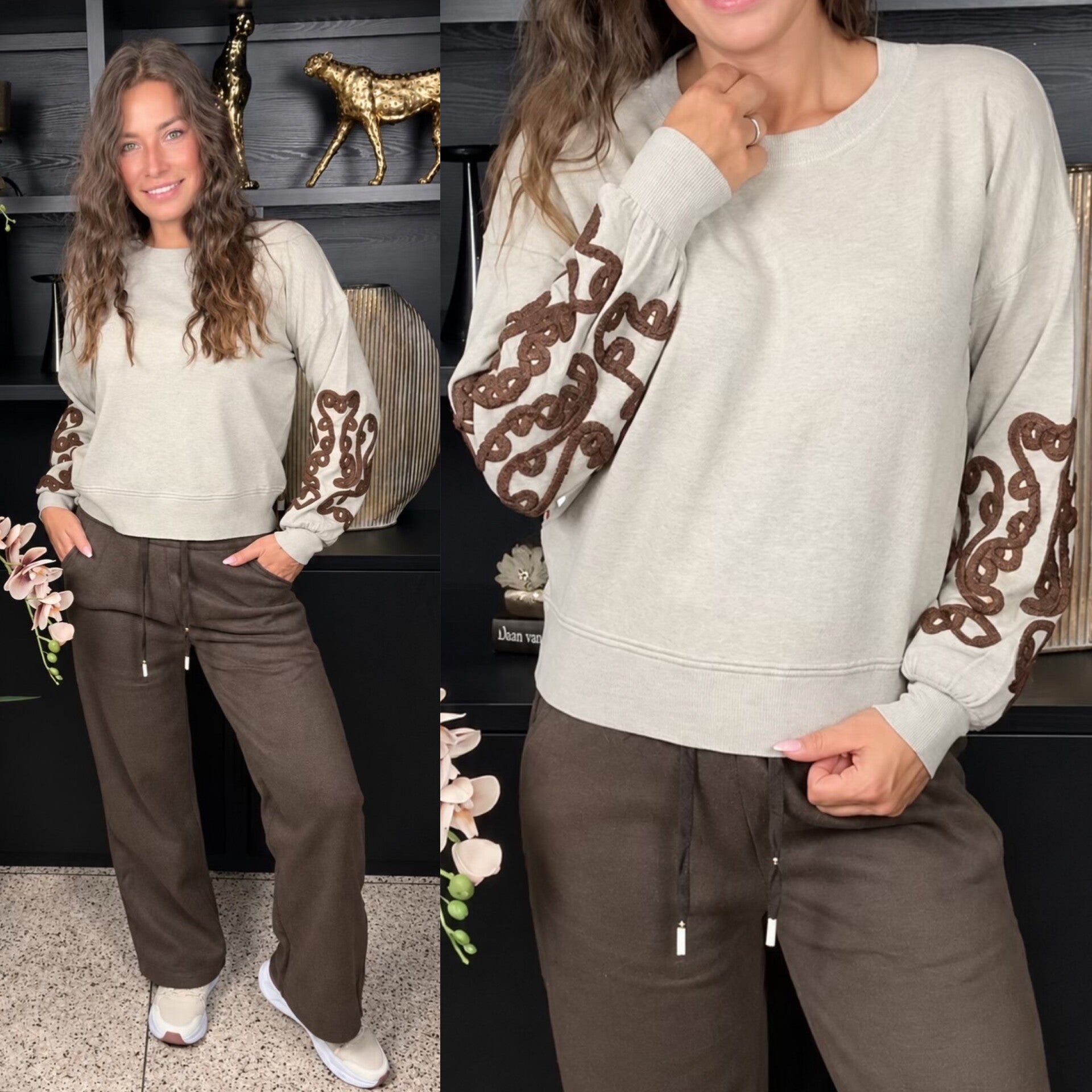 Sweater met statement mouwen