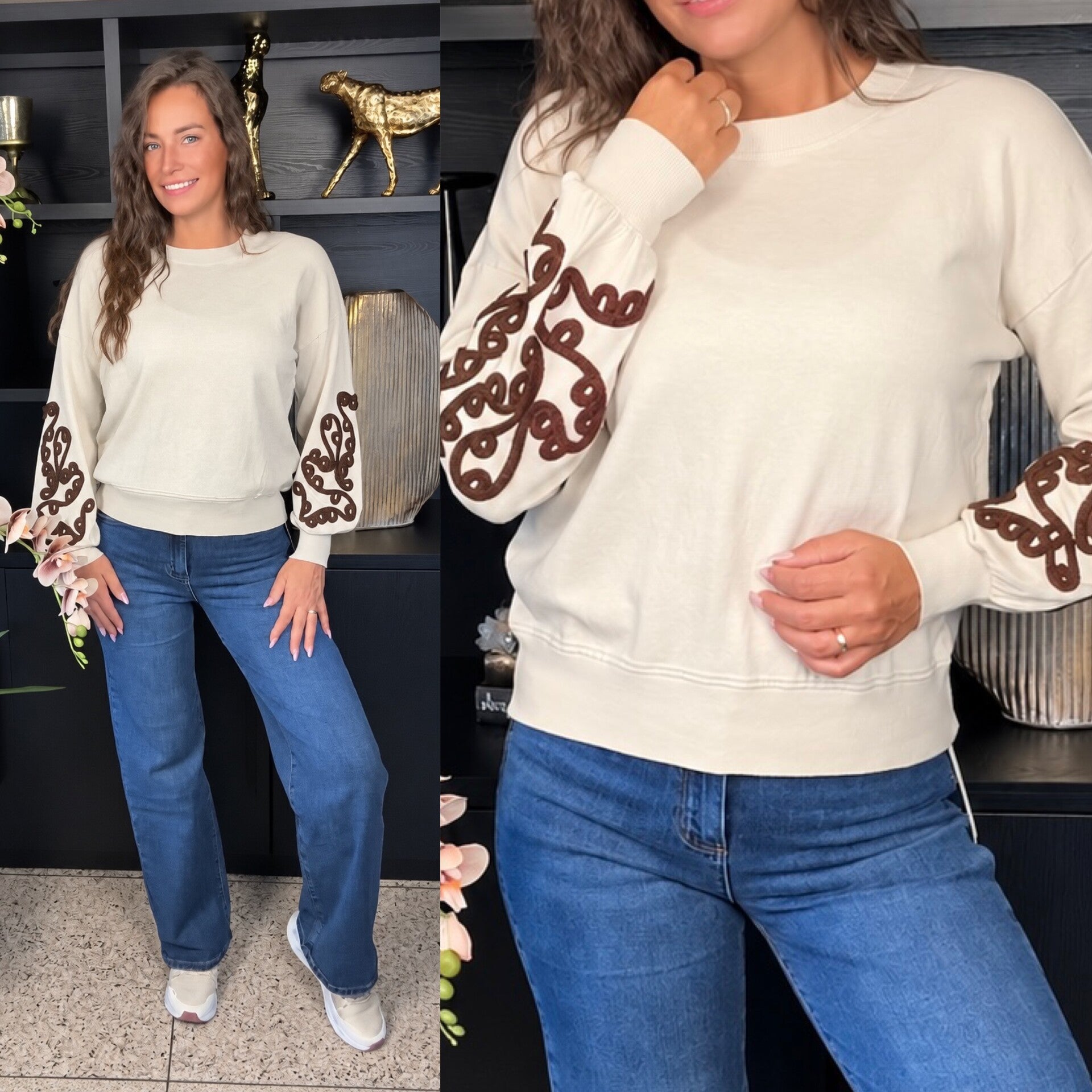 Sweater met statement mouwen