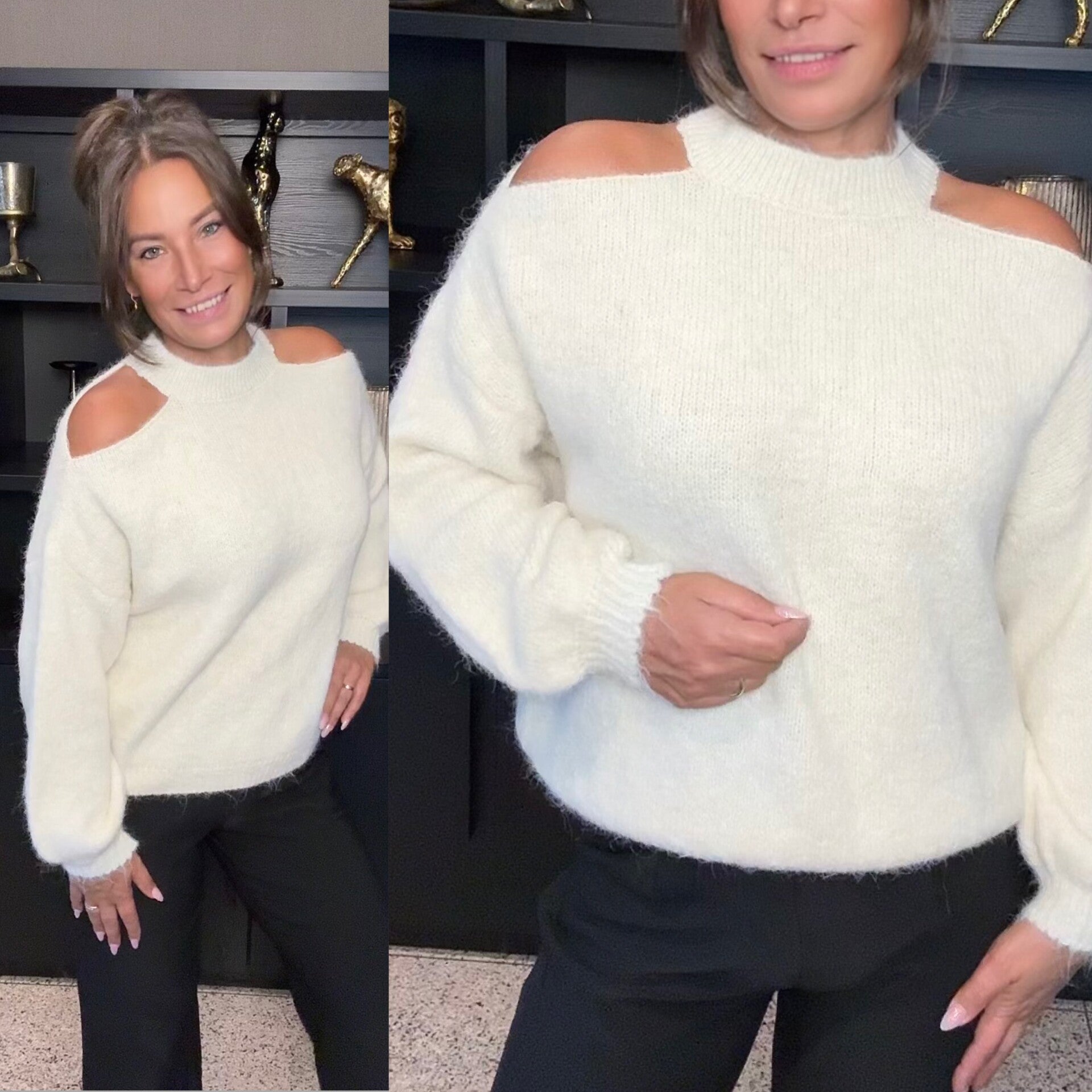 Cold Shoulder Trui – Crème