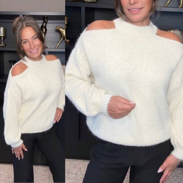 Cold Shoulder Trui – Crème