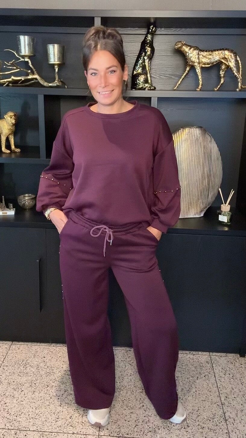 2-delige set met studs – Bordeaux