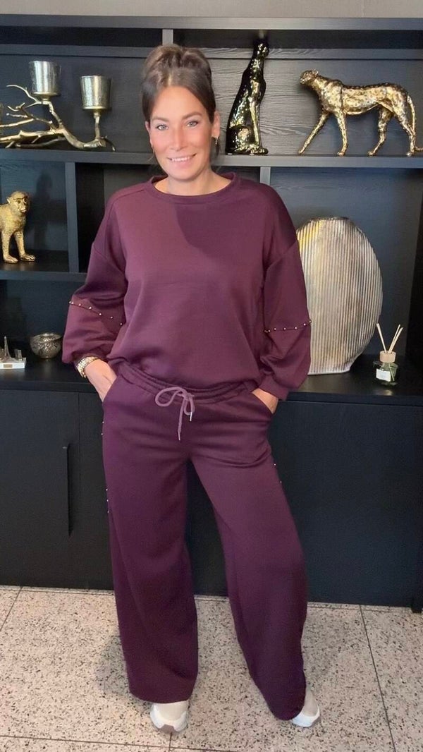2-delige set met studs – Bordeaux
