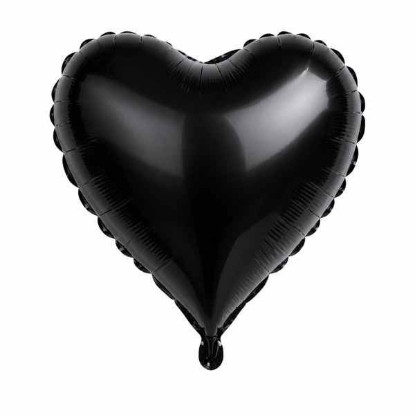 Hart ribbel folie ballon zwart
