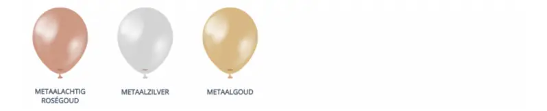 Kleurkaart met metallic ballonkleuren met glans – Milri Verhuur & Styling