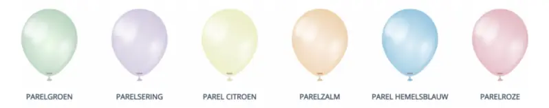 Kleurkaart met ballonkleuren met parelglans – Milri Verhuur & Styling