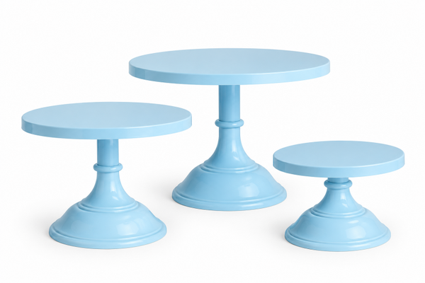 Taart plateau set van 3 stuks te huur per dag, baby blauw