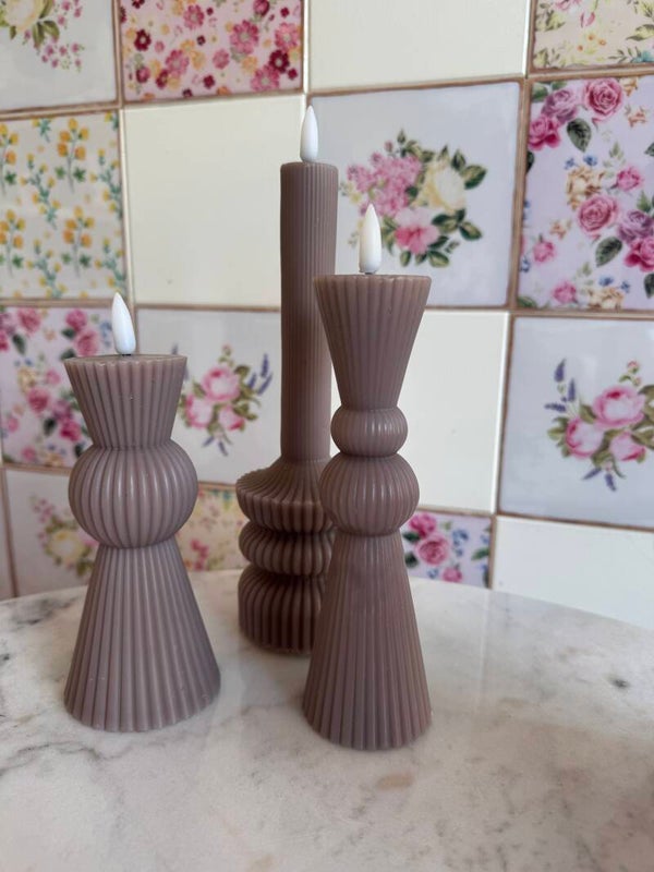 Wax led kaars taupe