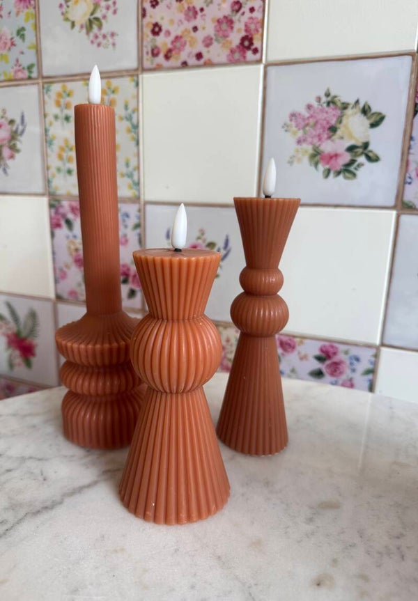 Wax led kaars terracotta