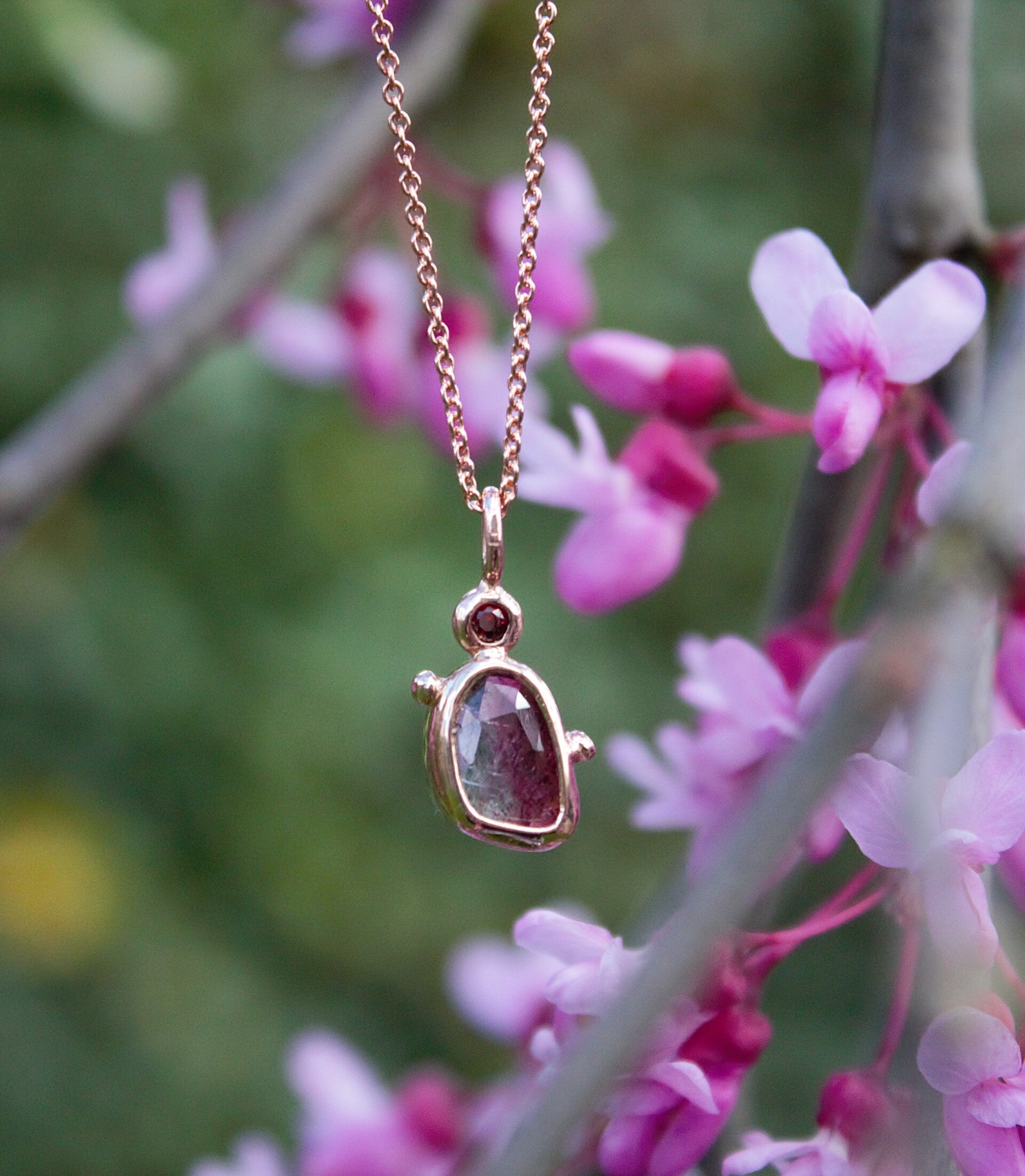 Dansende Dame Watermeloen Toermalijn 14 krt Roodgoud