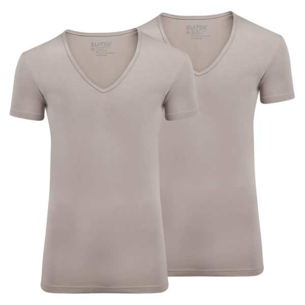 Slater t-shirt beige v-hals