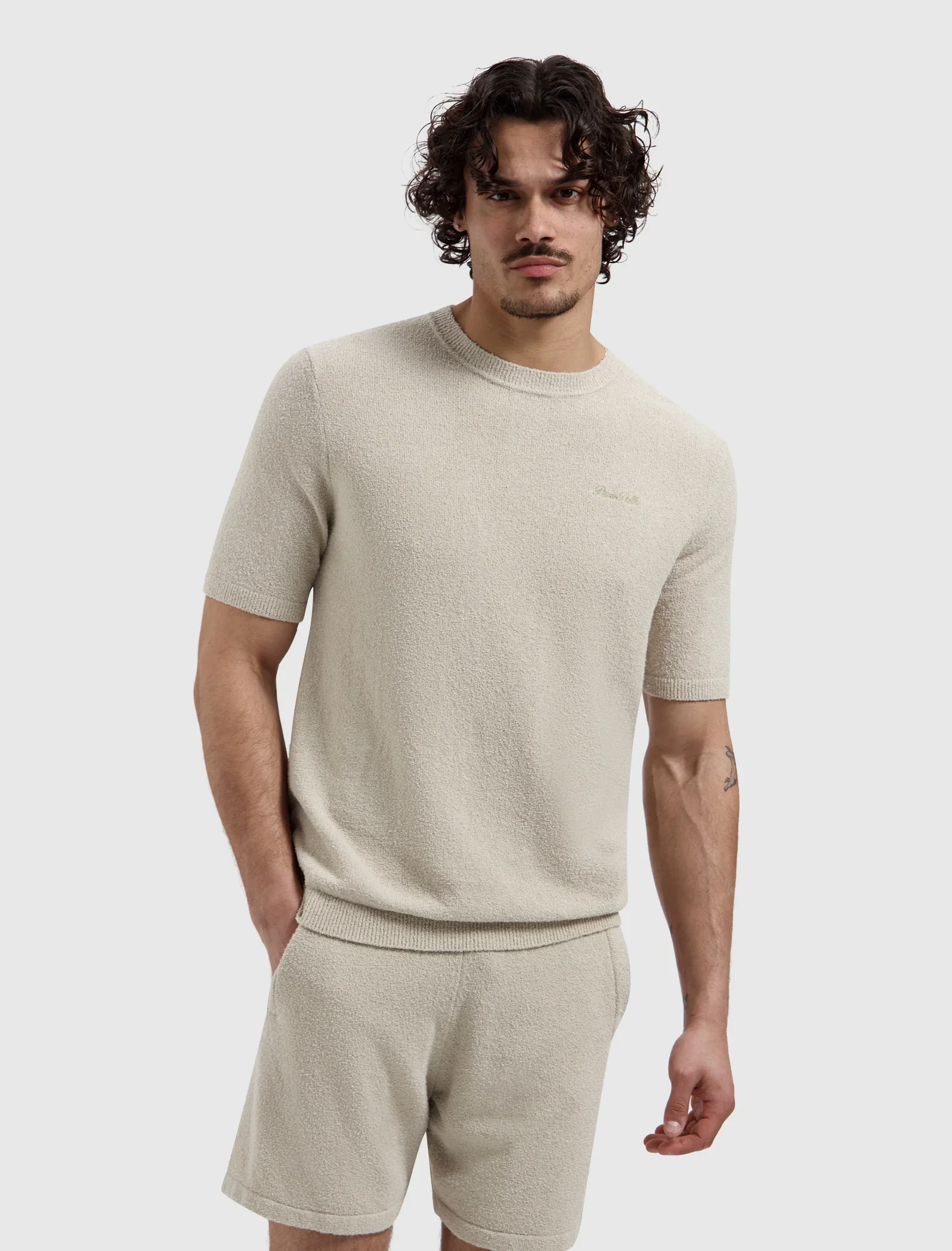 Pure Path Bouclé Knit Heren T-shirt | Sand