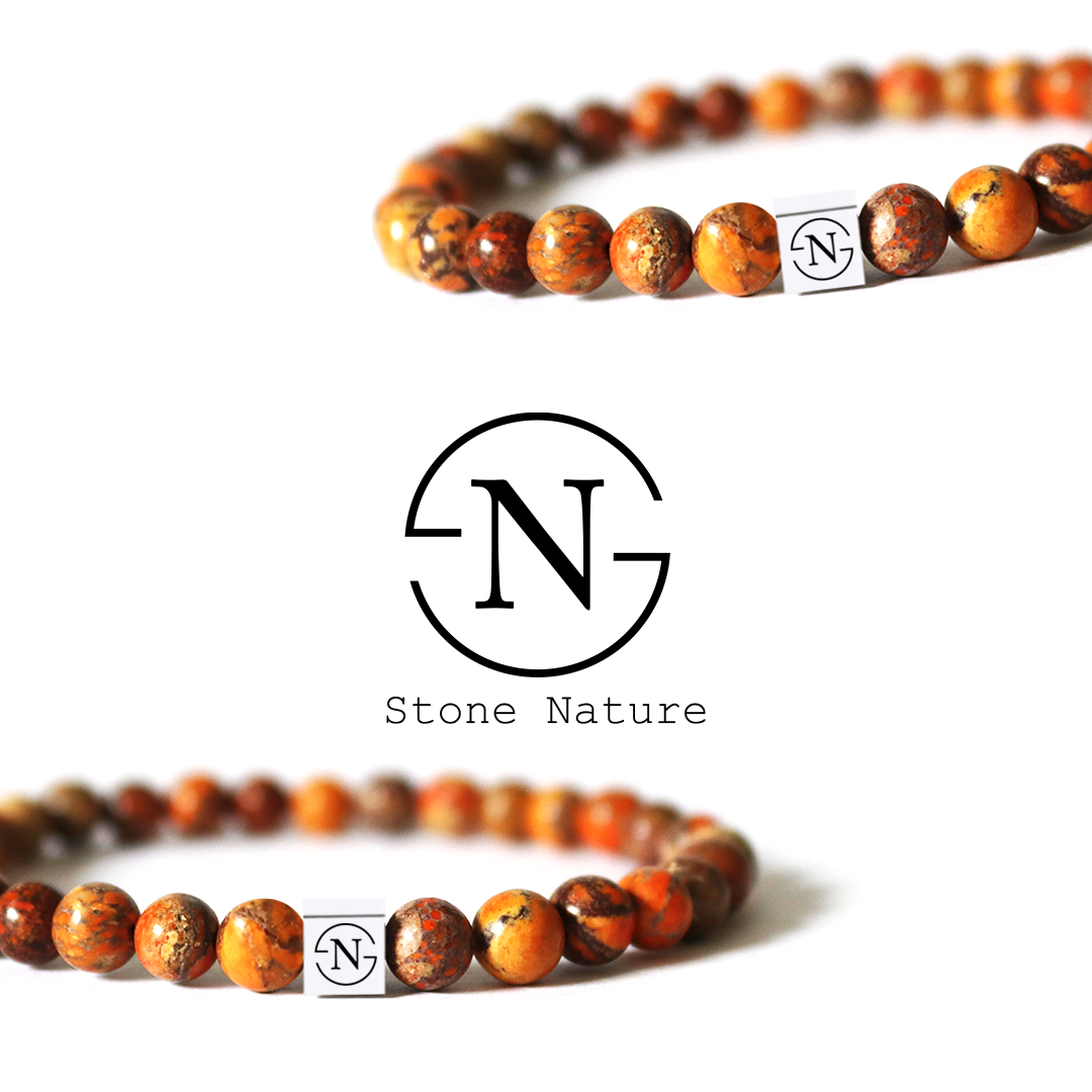 Sediment Natuursteen Armband Stone Nature 6mm | Oranje