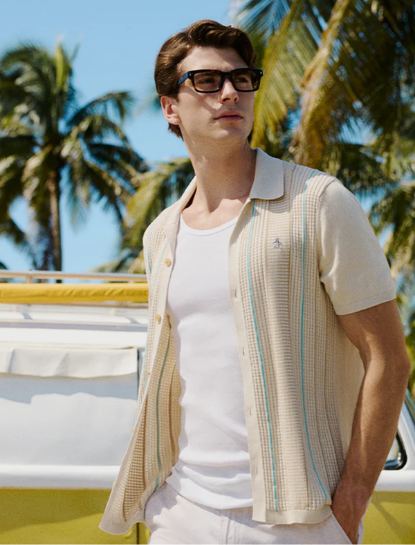 Original Penguin Vertical Stripe Heren Polo | Birch