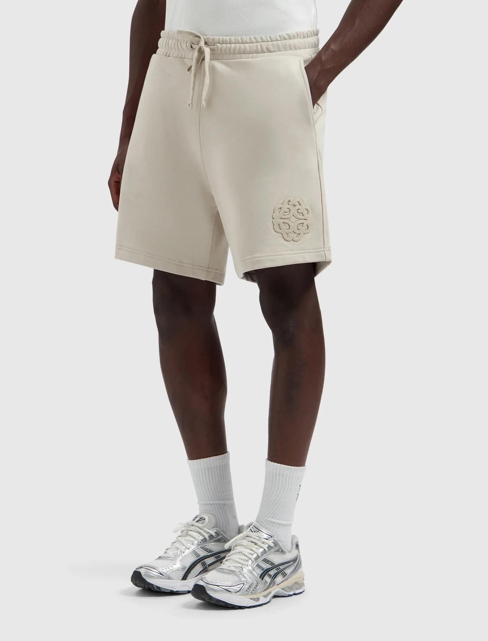 Pure Path Emblem Badge Sweat Shorts | Sand