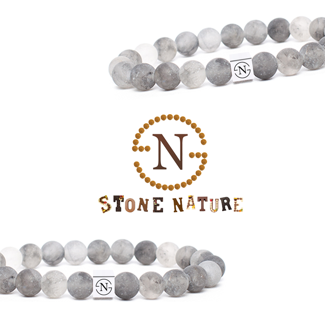 Kwarts Natuursteen Heren Armband | Grijs