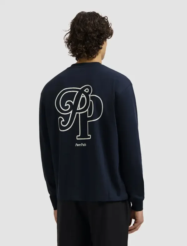 Heren Longsleeve T-shirt Initials Pure Path | Navy