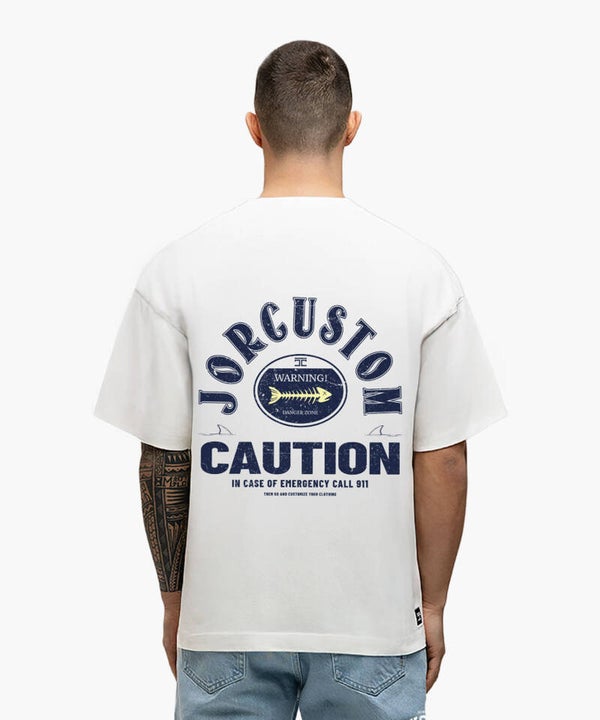 Caution Loose Fit T-Shirt Jorcustom | White