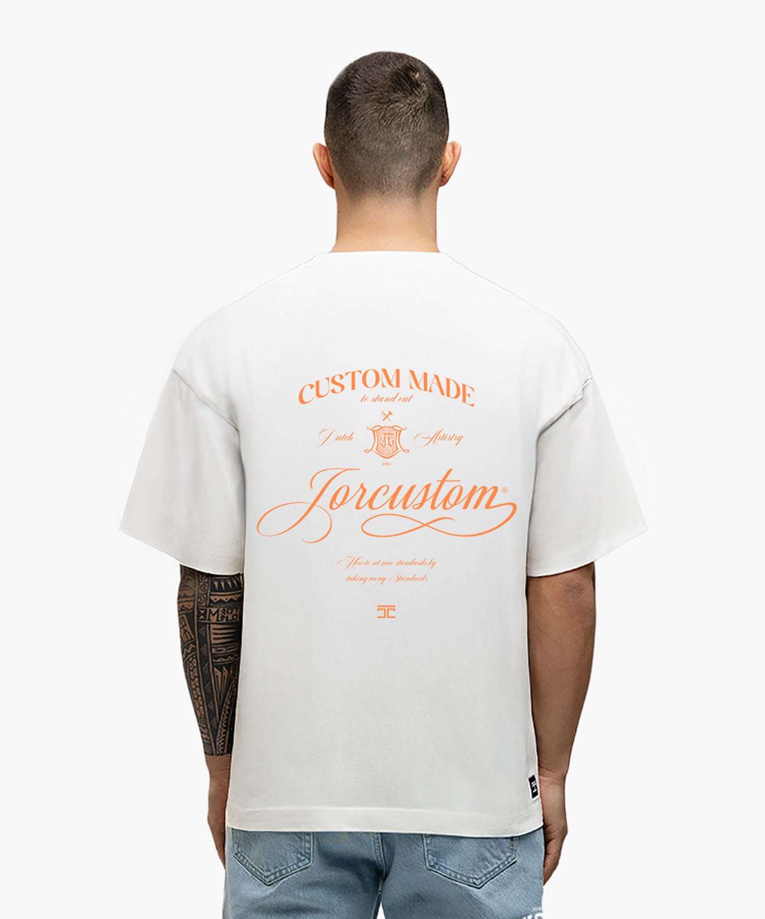 Jorcustom Handscript Loose Fit T-Shirt | Wit Oranje