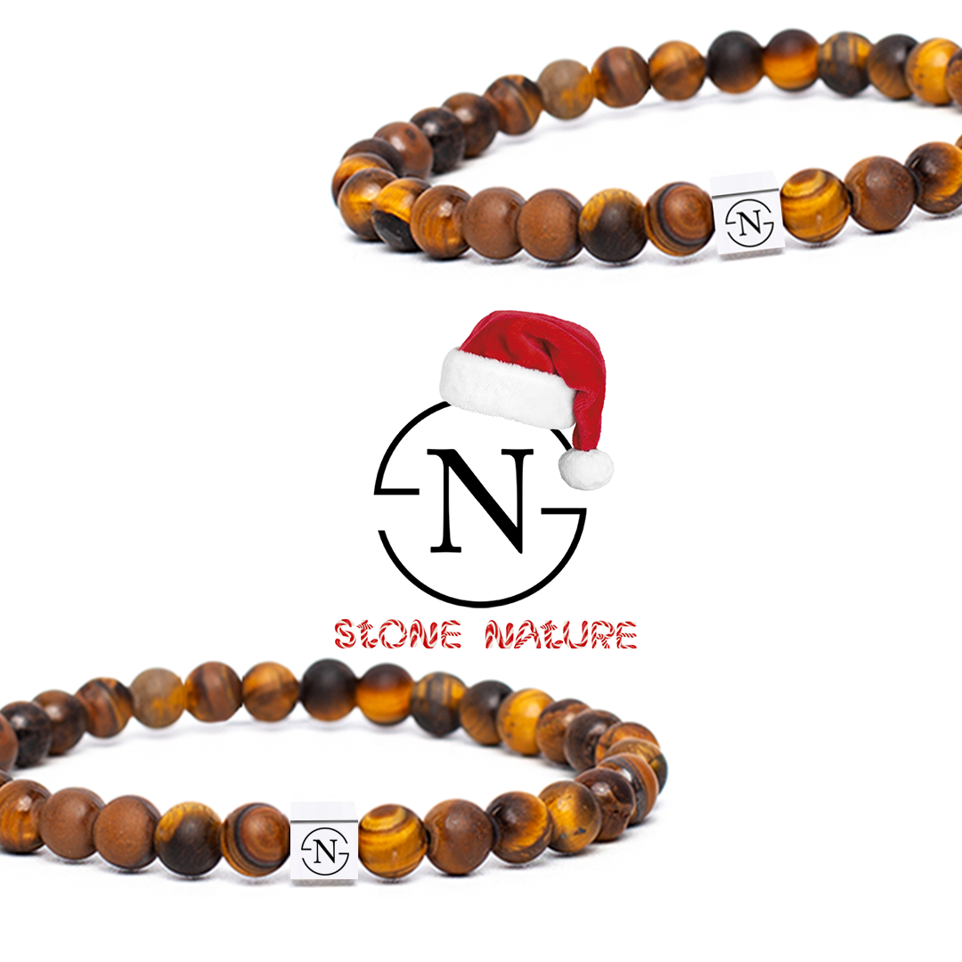 Tijgeroog Natuursteen Heren Armband | Mat Bruin