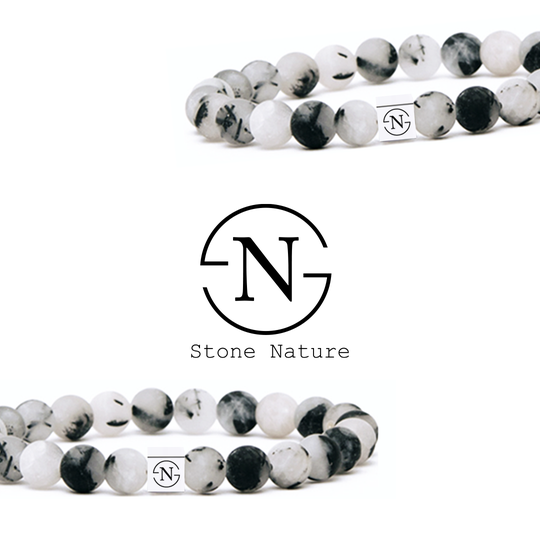 Rutiel Kwarts Natuursteen Heren Armband | Grey