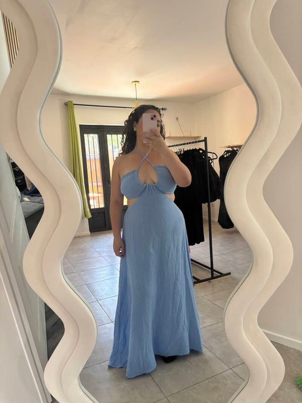 Robe celeste gaze de coton