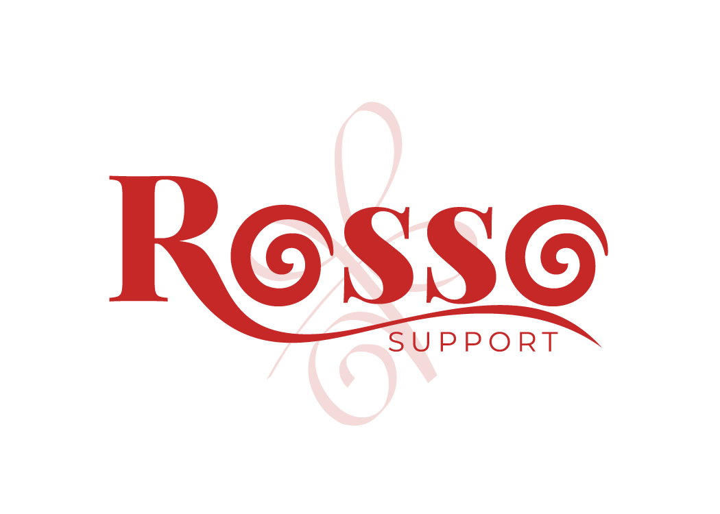 Het RossoSupport‑logo staat voor rust, overzicht en professionele administratieve ondersteuning voor ondernemers.