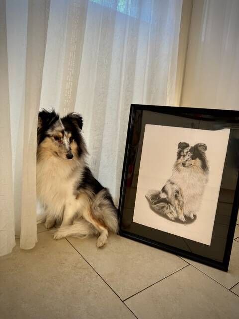 Skye met haar eigen tekening