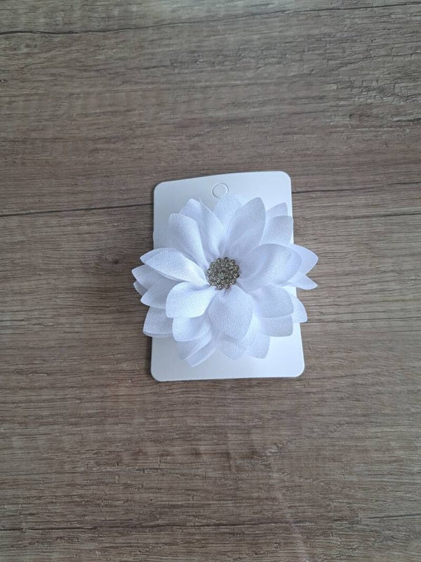 Alligator knip met een witte bloem