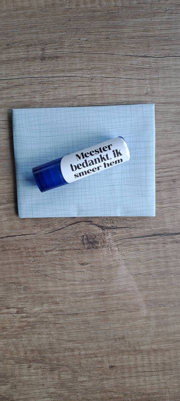 Meester bedankt, ik smeer hem