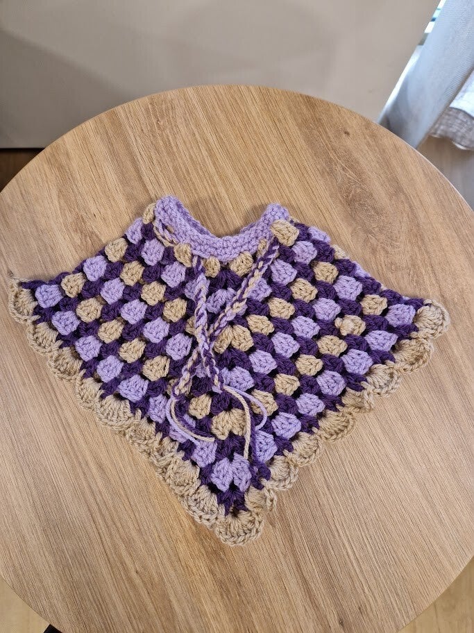 Baby poncho Paars