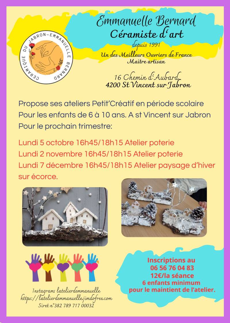 Ateliers Petit'Créatif pour enfants à Saint-Vincent-sur-Jabron