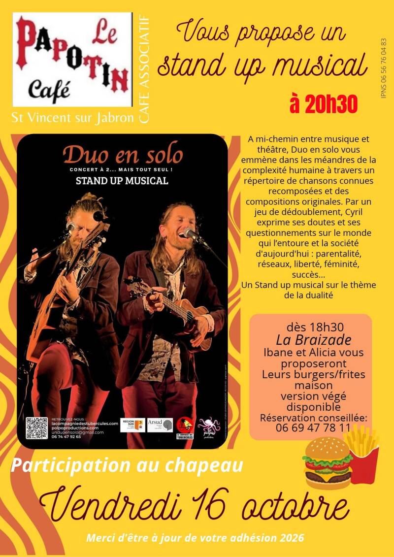 Affiche du spectacle Duo en solo au Papotin