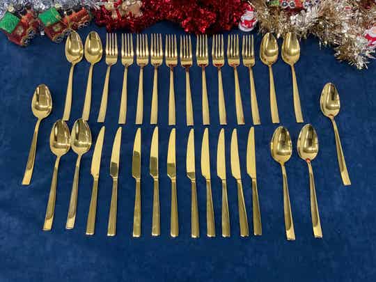 30-delige gouden bestek set mes, vork & lepel