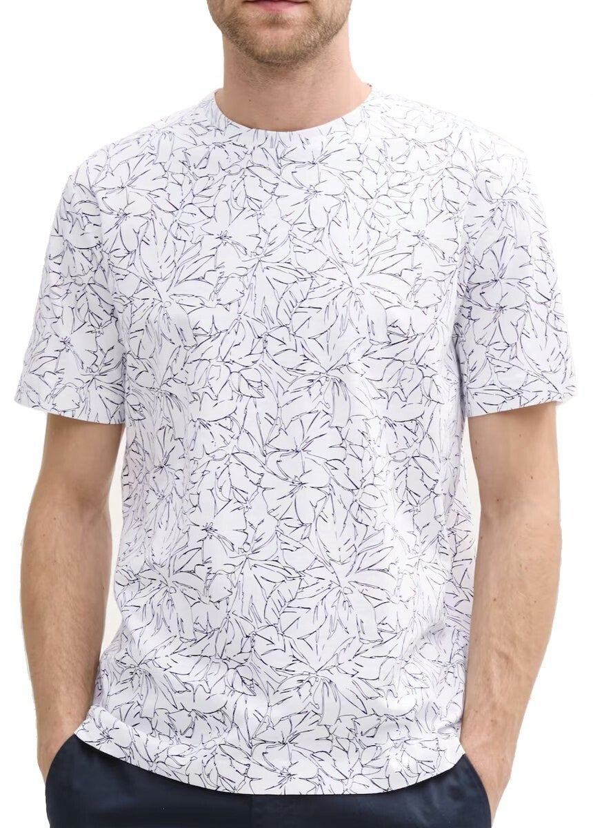 Tom Tailor T-Shirts wit print white outline flower design 37340
