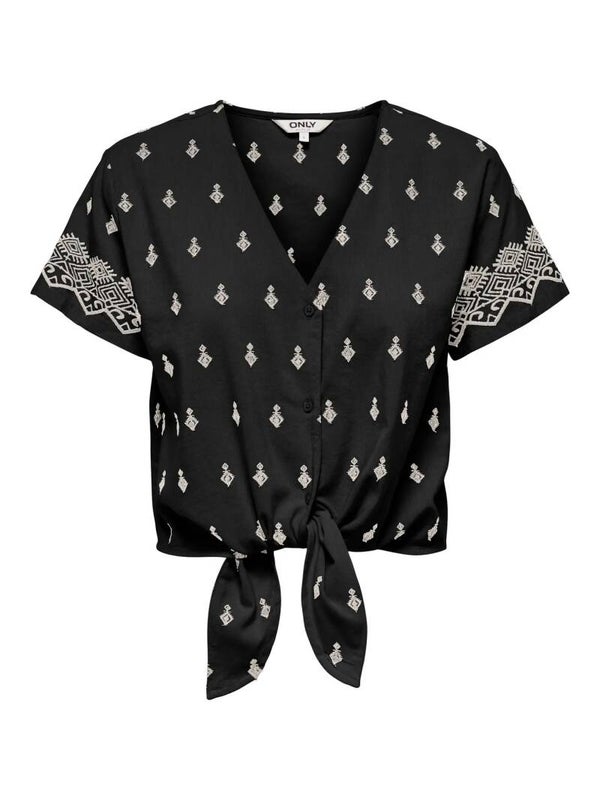 Only ONLSIESTA WILLA EMB SS KNOT BUT TOP WVN black Pumice Stone 15344867