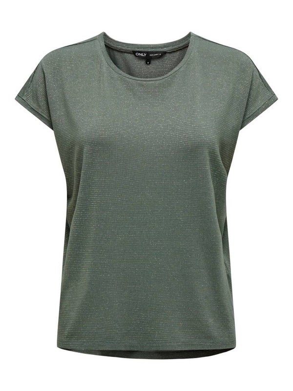 Only ONLCLAUDIA S/S GLITTER TOP NOOS JRS Laurel Wreath GOLD LUREX STRIPE