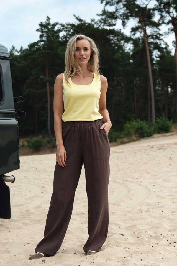 Mila Sarvé Anna Uni Broek Dames – Bruin – Wijde Pijp