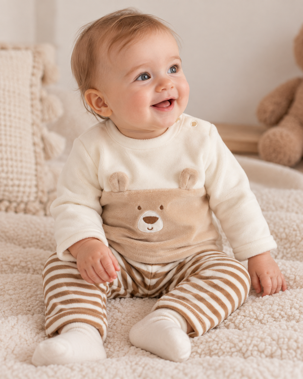 Blue Seven Baby 2-Delige Set Berenprint Ofwhite