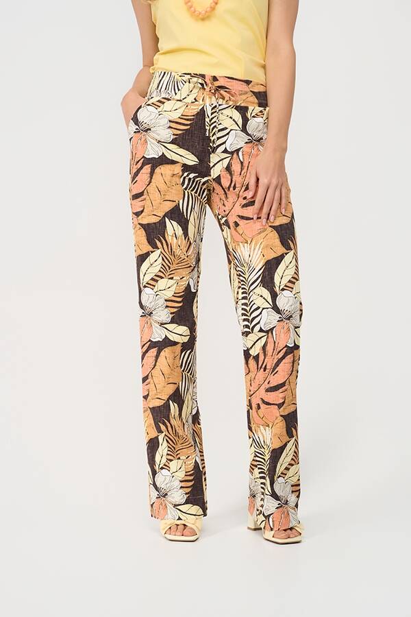 Mi Piace Trousers Straight Botanical Print – Expresso