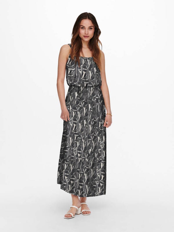 Only - ONLNOVA LIFE Maxi Jurk - Hawaii Leaves (Vaporous Gray)