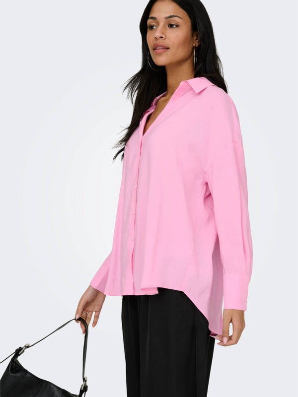 ONLY dames blouse – loose fit – lange mouw – blauw, geel, roze | Vanelleswat