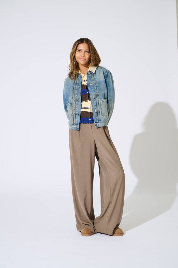 ONLY ONLSVEA High Waist Wide Leg Pantalon Beige