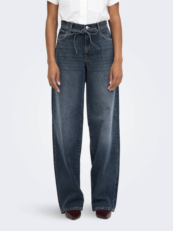 Only ONLGIANNA MW STRAIGHT DNM DOT003 Blue Grey