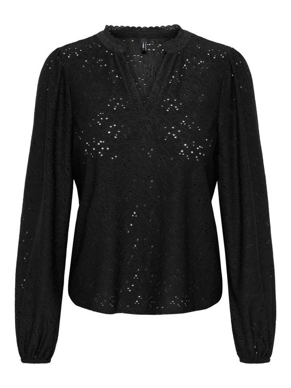 ONLY Onlsmilla Kanten V-Hals Top met Lange Mouwen