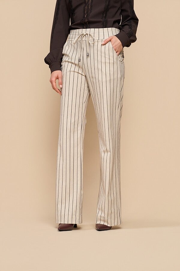 Mi Piace Trousers Straight Heavy Classic Stripe Print Latte mp202136cspt