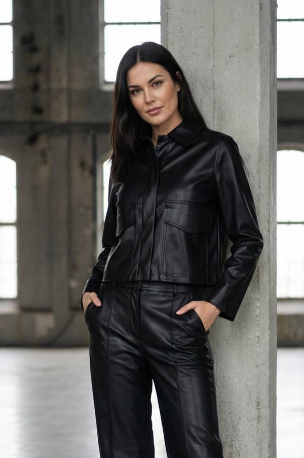Sophia Perla Mieke jas  (Nep Leer) Zwart
