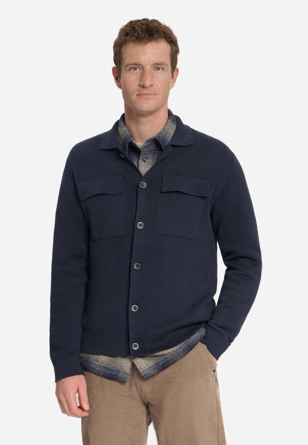 No Excess Cardigan Full Button Heavy Knit Dark Night