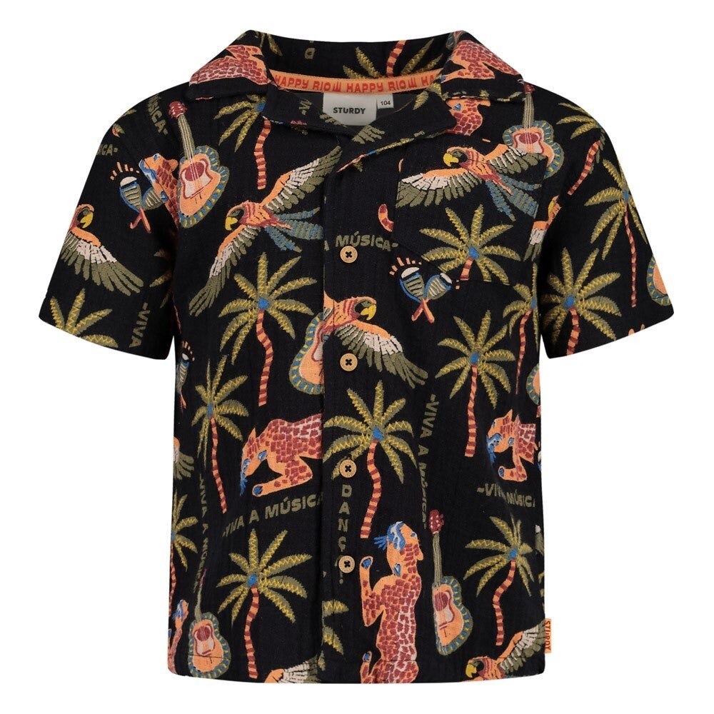 Sturdy  2903 Overhemd k/m AOP Antraciet Happy Rio 72400010