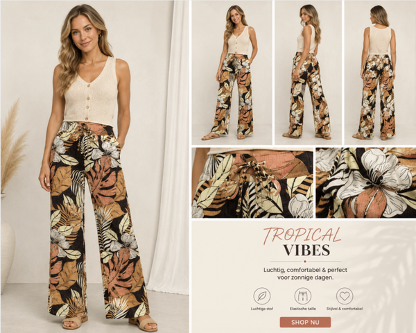 Mi Piace Trousers Straight Botanical Print – Expresso